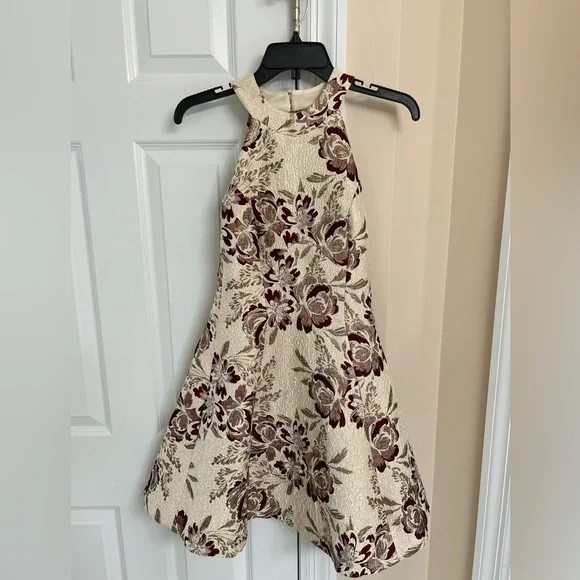 Dress the Population | Dresses | Stunning Backless Fit And Flare Dress With  Shades Of Gold And Maroon